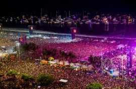 Aerial view shows the crowd before US pop star Madonna's free concert in Rio de Janeiro