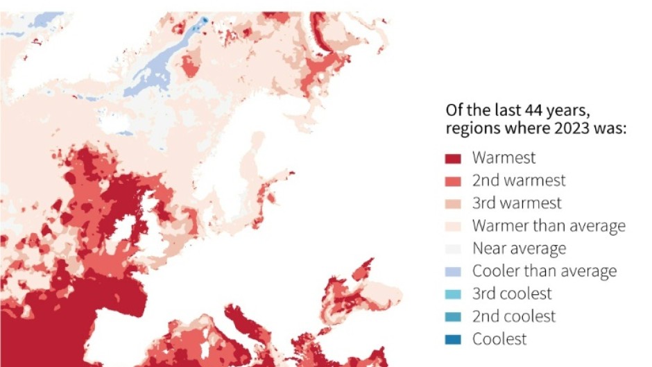 Record sea temperatures around Europe