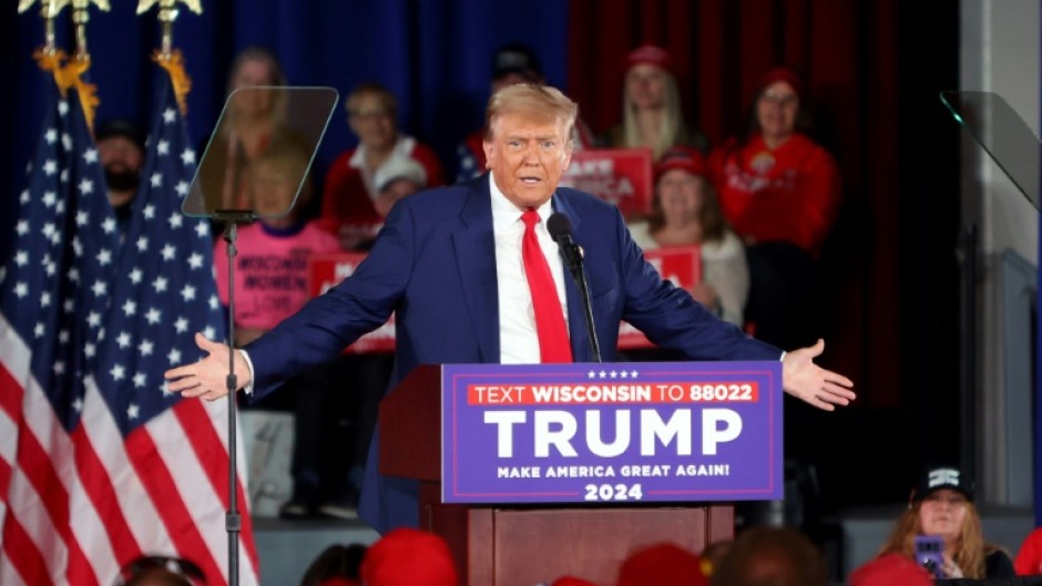 Former US president and Republican presidential candidate Donald Trump repeated in his false allegations of a stolen election as he campaigned in Wisconsin on May 1, 2024